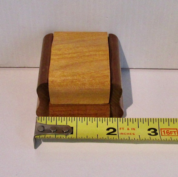 Vtg beautiful retro two tones wooden ring box / V… - image 8