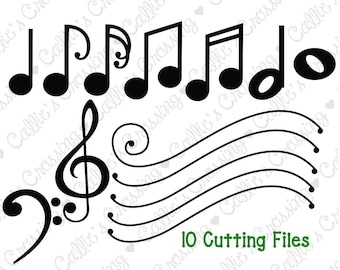 Music Notes SVG Cutting Files, Music Svg, Music Svgs, Music Notes svgs, Music Staff Svg, Treble Clef, Base Clef, Notes, Music Cutting Files