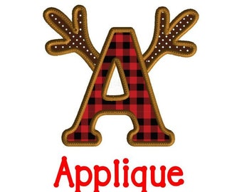 Antler Embroidery Design, Letter A, Antler Applique, Lumberjack Themed, Deer Season, Alphabet, 3 Sizes, No Fonts Included
