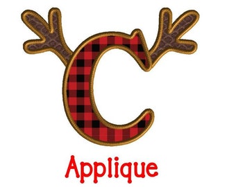 Antler Letter C, Machine Embroidery Design, Applique, Reindeer, Deer Hunting, Elk, 3 Sizes, No Fonts Included