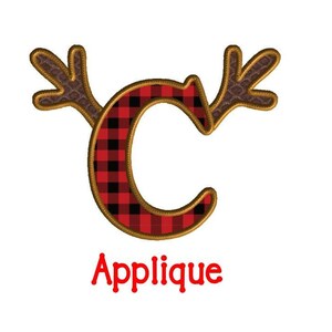 Antler Letter C, Machine Embroidery Design, Applique, Reindeer, Deer Hunting, Elk, 3 Sizes, No Fonts Included