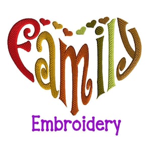 Family Embroidery Design, Family Heart, Heart with Family Machine Embroidery Design, Family Designs, Heart Designs, Family in Heart Design