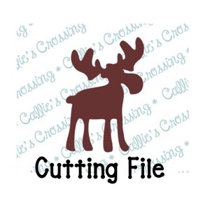 May include: A brown silhouette of a moose with large antlers. The image is labeled "Cutting File".