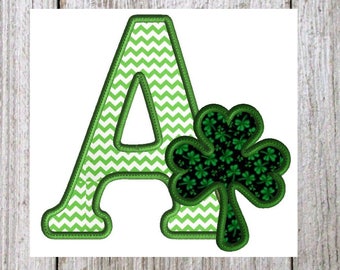 Shamrock Letter A, EMBROIDERY Design, Machine Embroidery Applique, Clover A, St. Patrick's Day Font, 3 Sizes, No Fonts Included