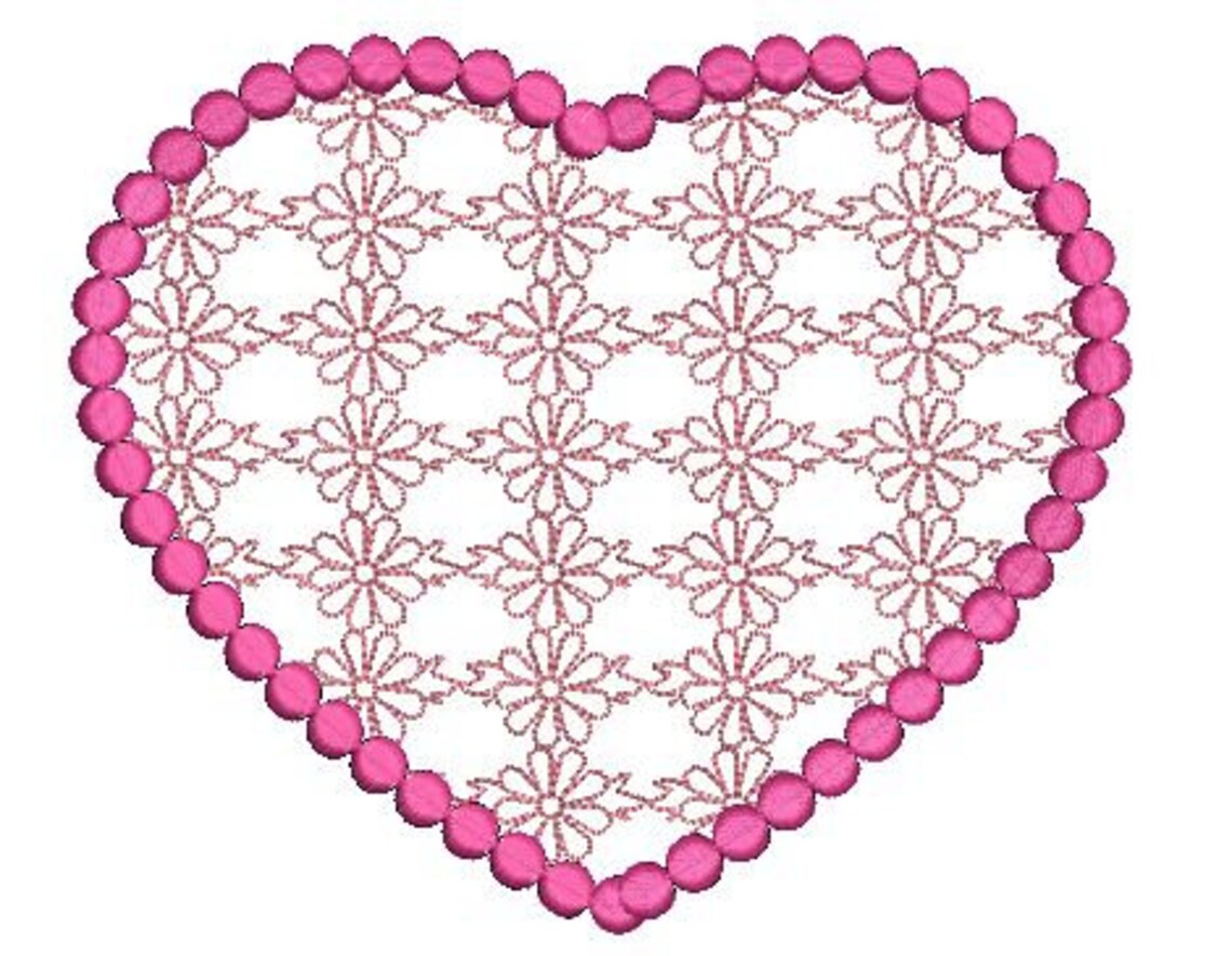 Heart Embroidery Design Lace Heart Machine Embroidery 3 Etsy