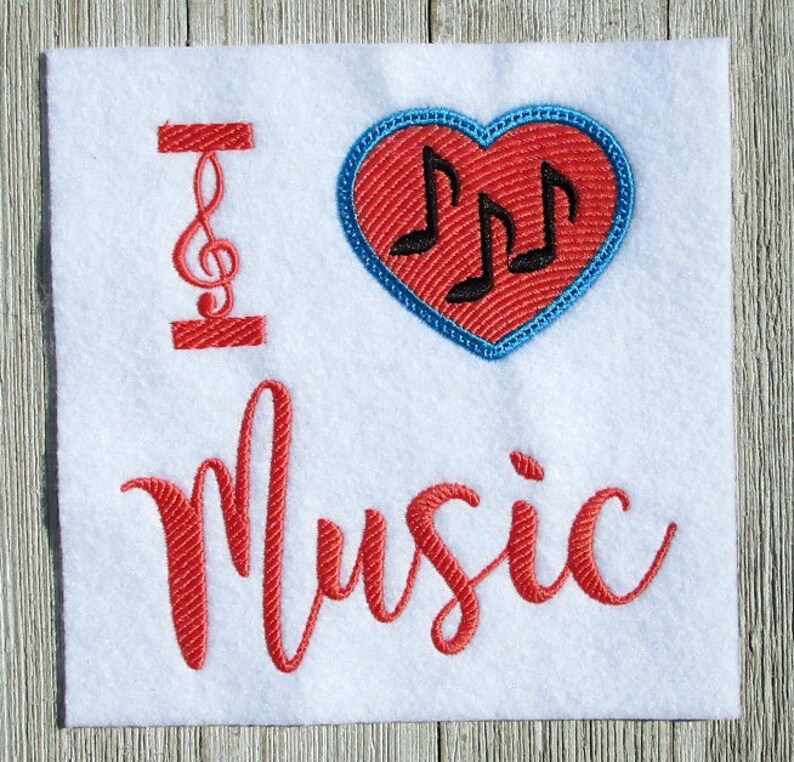 I love music filled stitch embroidery design machine  etsy