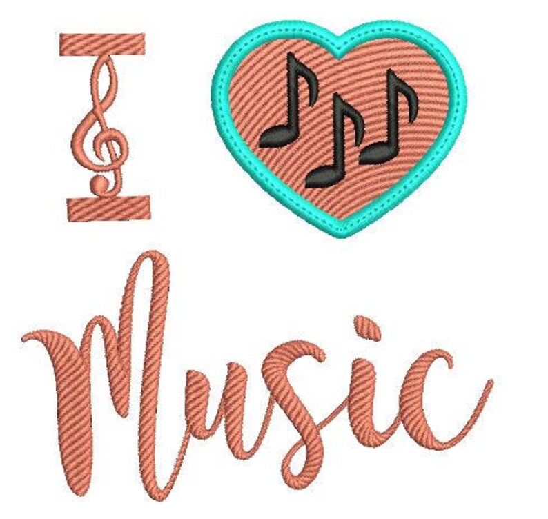 I love music filled stitch embroidery design machine  etsy