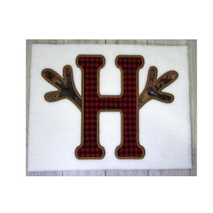 Antler Embroidery Design, Antler Applique, Letter H, Machine Embroidery Design, Hunting, Deer Hunting, Reindeer, 3 Sizes, No Fonts Included