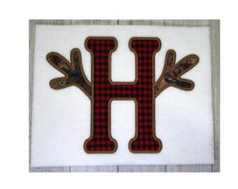 Antler Embroidery Design, Antler Applique, Letter H, Machine Embroidery Design, Hunting, Deer Hunting, Reindeer, 3 Sizes, No Fonts Included