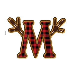 Antler Embroidery Design, Letter M, Machine Embroidery, Applique, Deer Season Letter, Reindeer, Alphabet A, 3 Sizes, No Fonts Included