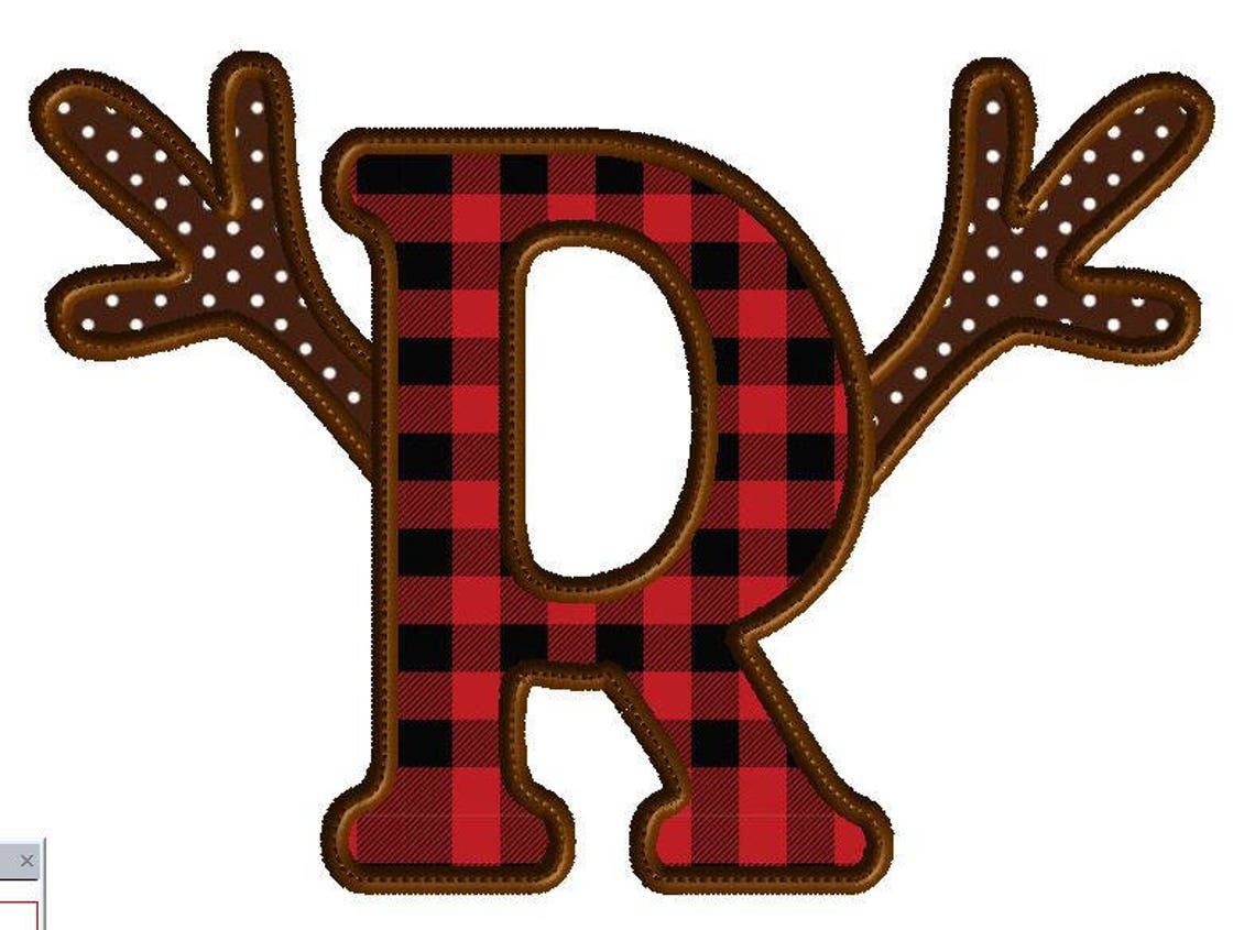 Antler Letter R Machine Embroidery Design Applique Deer | Etsy