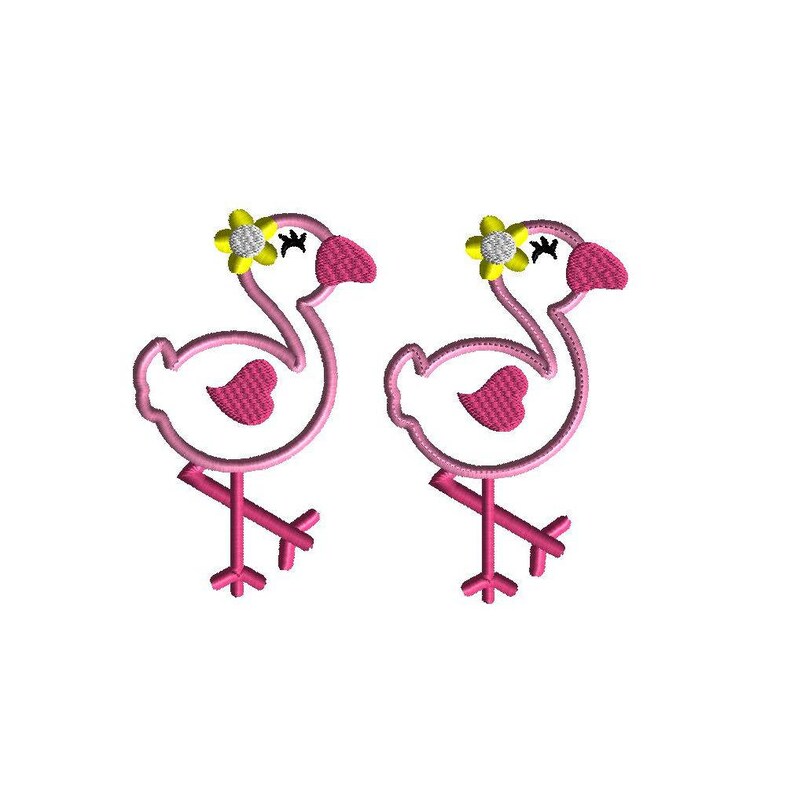 Flamingo Flamingo Applique Machine Embroidery Design 2 Etsy