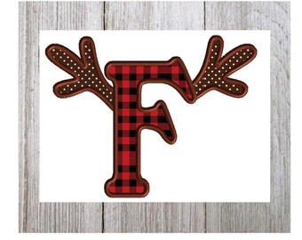 Antler Letter F, Machine Embroidery Design, Applique, Deer Hunting, Thanksgiving, Reindeer, 3 Sizes