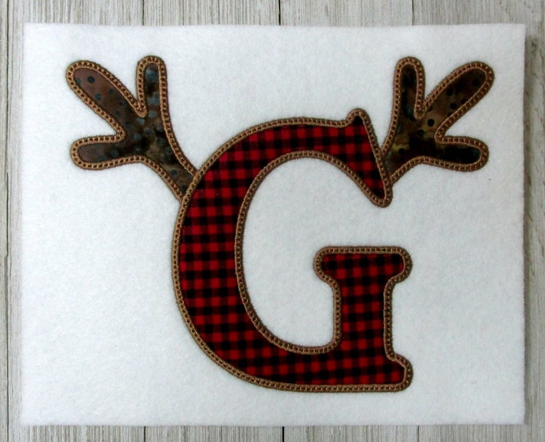 Antler Embroidery Design, Letter G, Antler Applique, Machine Embroidery, Applique, Deer, Reindeer, Hunting, 3 Sizes image 5
