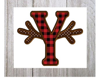 Antler Letter Y, Machine Embroidery Design, Applique, Deer, Deer Hunting, Thanksgivng, Reindeer, Christmas, Christmas Design, 3 Sizes