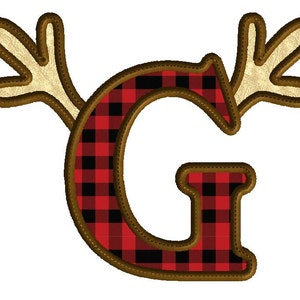 Antler Embroidery Design, Letter G, Antler Applique, Machine Embroidery, Applique, Deer, Reindeer, Hunting, 3 Sizes image 2