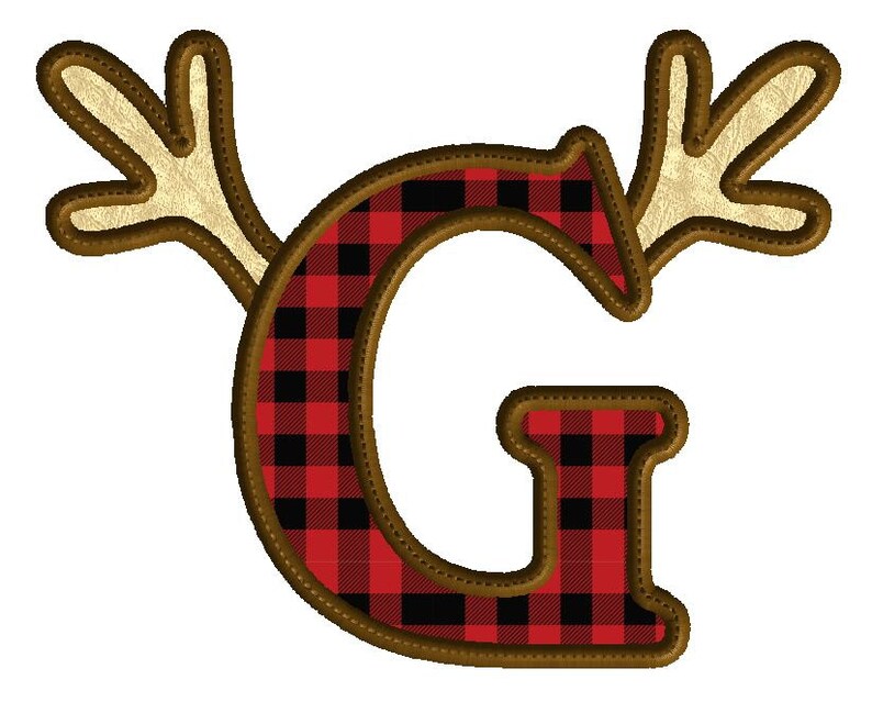 Antler Embroidery Design, Letter G, Antler Applique, Machine Embroidery, Applique, Deer, Reindeer, Hunting, 3 Sizes image 2