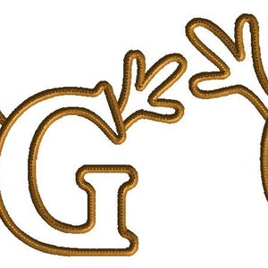 Antler Embroidery Design, Letter G, Antler Applique, Machine Embroidery, Applique, Deer, Reindeer, Hunting, 3 Sizes image 4