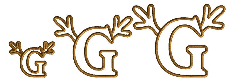 Antler Embroidery Design, Letter G, Antler Applique, Machine Embroidery, Applique, Deer, Reindeer, Hunting, 3 Sizes image 4