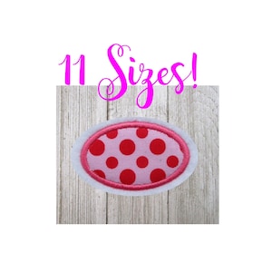 Oval Applique, Oval Embroidery Design, Machine Embroidery, Basic Oval, Oval Shape, Small Basic Oval Design, Basic Shapes, 11 Sizes