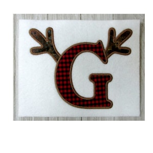 Antler Embroidery Design, Letter G, Antler Applique, Machine Embroidery, Applique, Deer, Reindeer, Hunting, 3 Sizes image 1