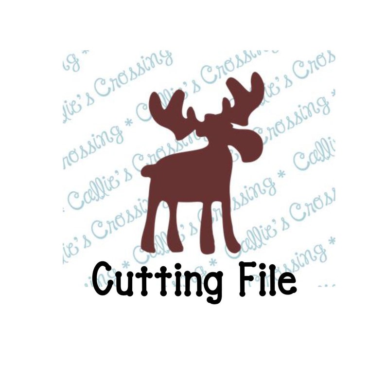 May include: A brown silhouette of a moose with large antlers. The image is labeled "Cutting File".