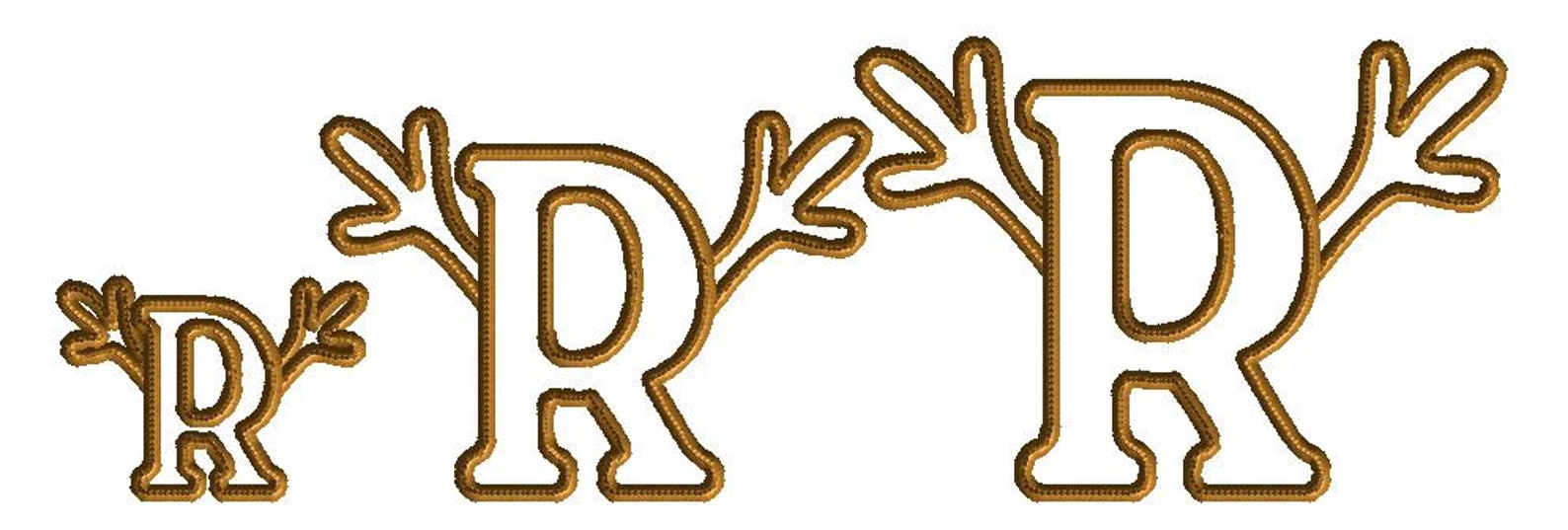 Antler Letter R Machine Embroidery Design Applique Deer | Etsy
