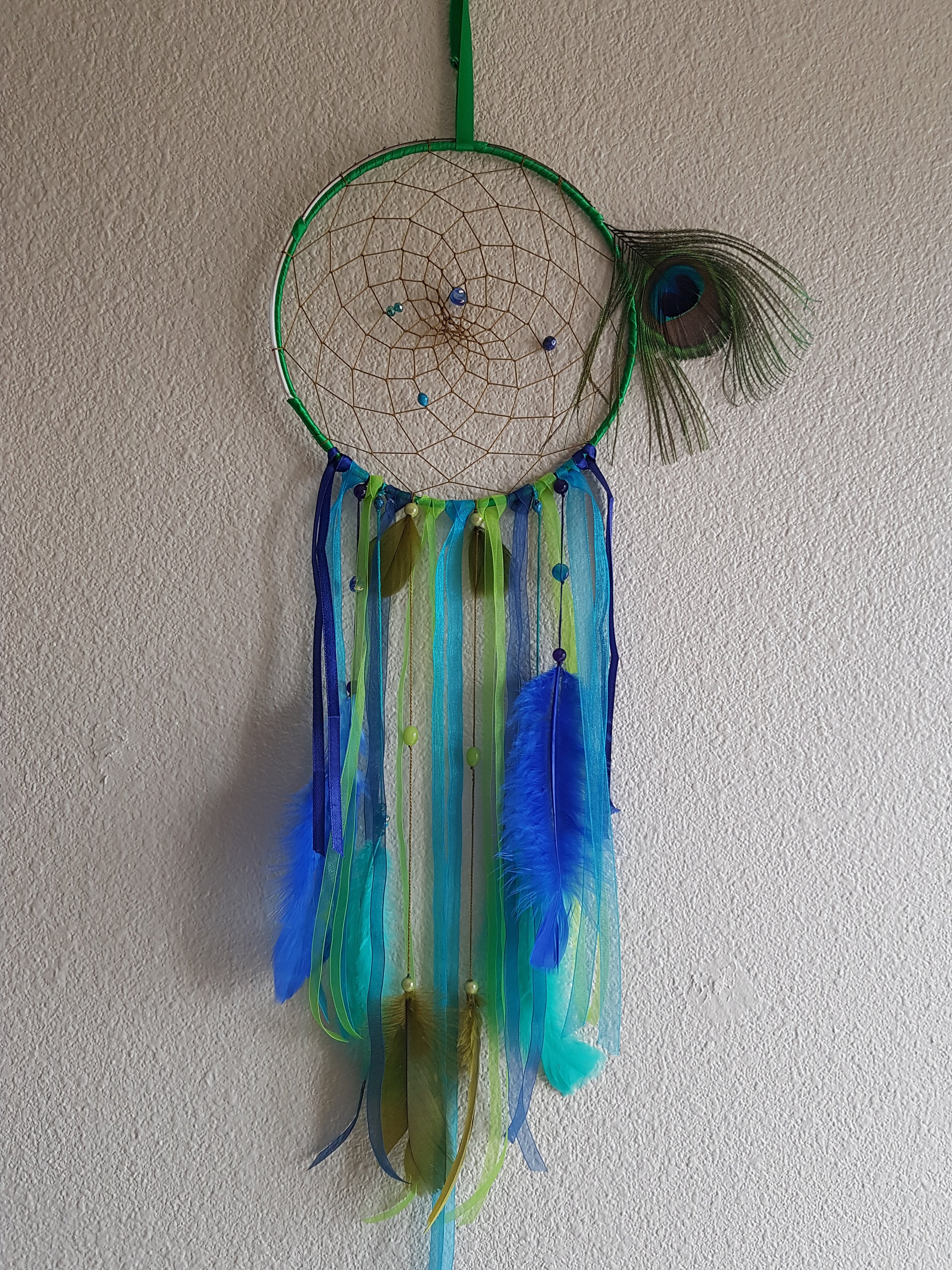 Dreamcatcher/Capteur ou Attrape-Rêve Plume de Paon