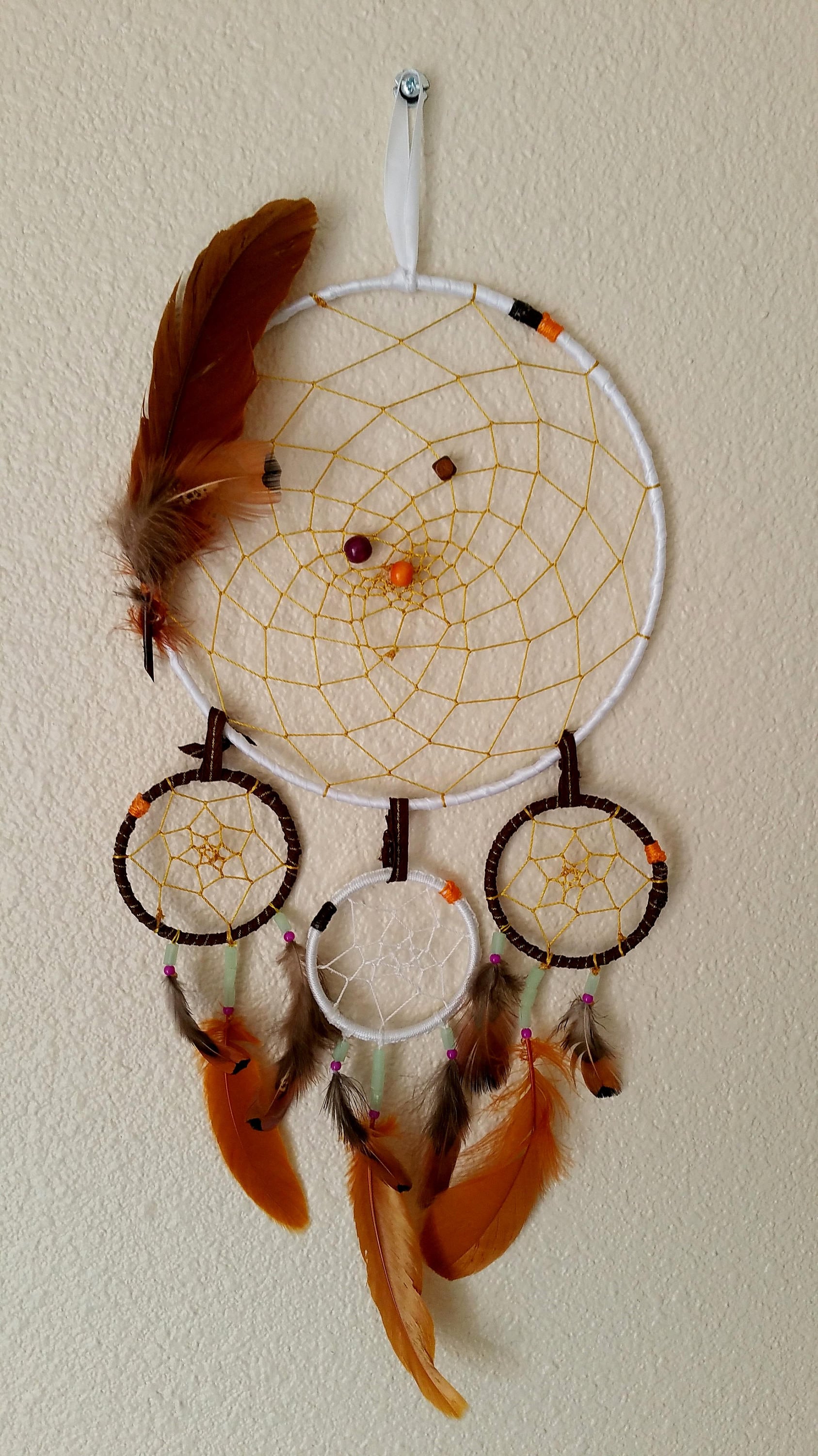 Dreamcatcher/Capteur ou Attrape Rêve Traditionnel Orange et Marron