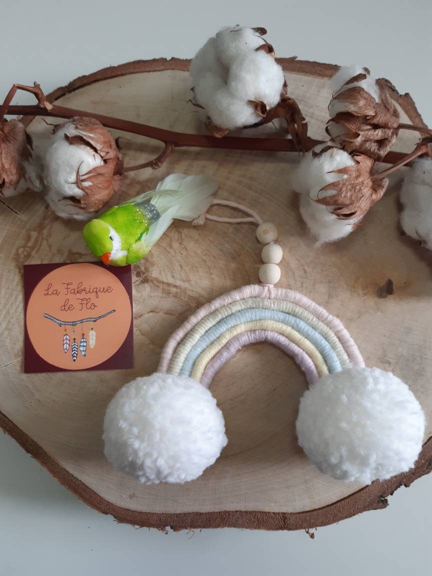 Arc-En-Ciel, Rainbow Pastel avec Pompons