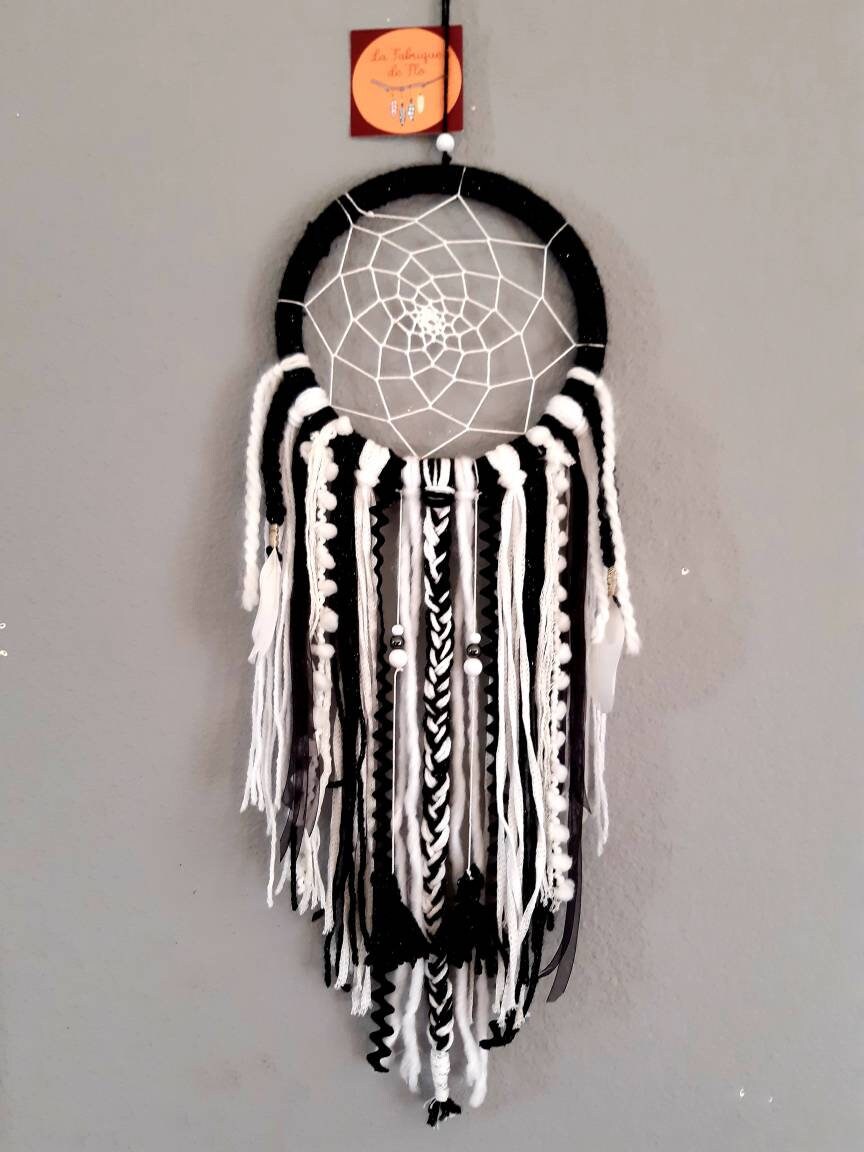 Attrape-Rêve, Dreamcatcher, Capteur de Rêve Noir et Blanc