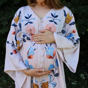 Stunning boho embroidered maternity maxi dress - baby shower dress pregnancy photoshoot - pregnant wedding party summer - postpartum nursing