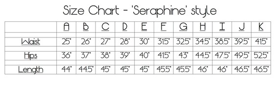 Seraphine Size Chart