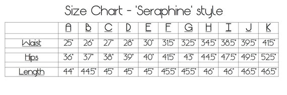 Seraphine Size Chart