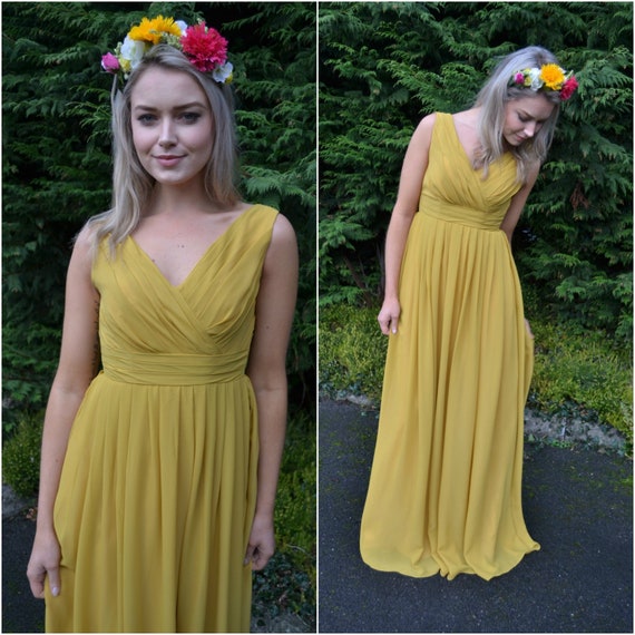 mustard yellow bohemian dress