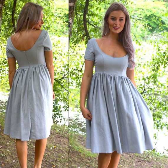 Linen Scoop Neck Dress Easy Boho Dress Simple Flattering Etsy