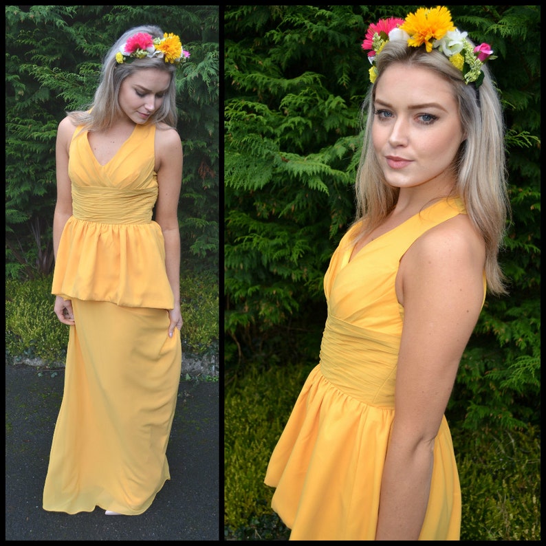 Many colors available! wedding guests Flattering peplum bridesmaids dress -/'Selena/' gorgeous halter gown for bridesmaids