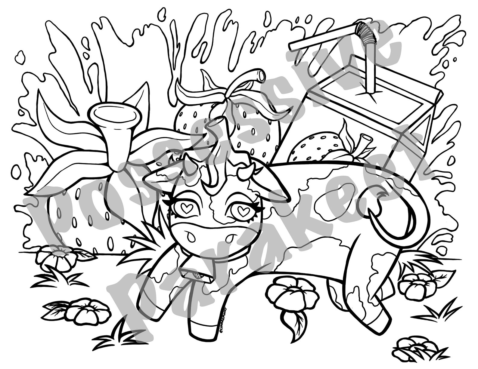 Strawberry Cow Coloring Page Download - Etsy UK
