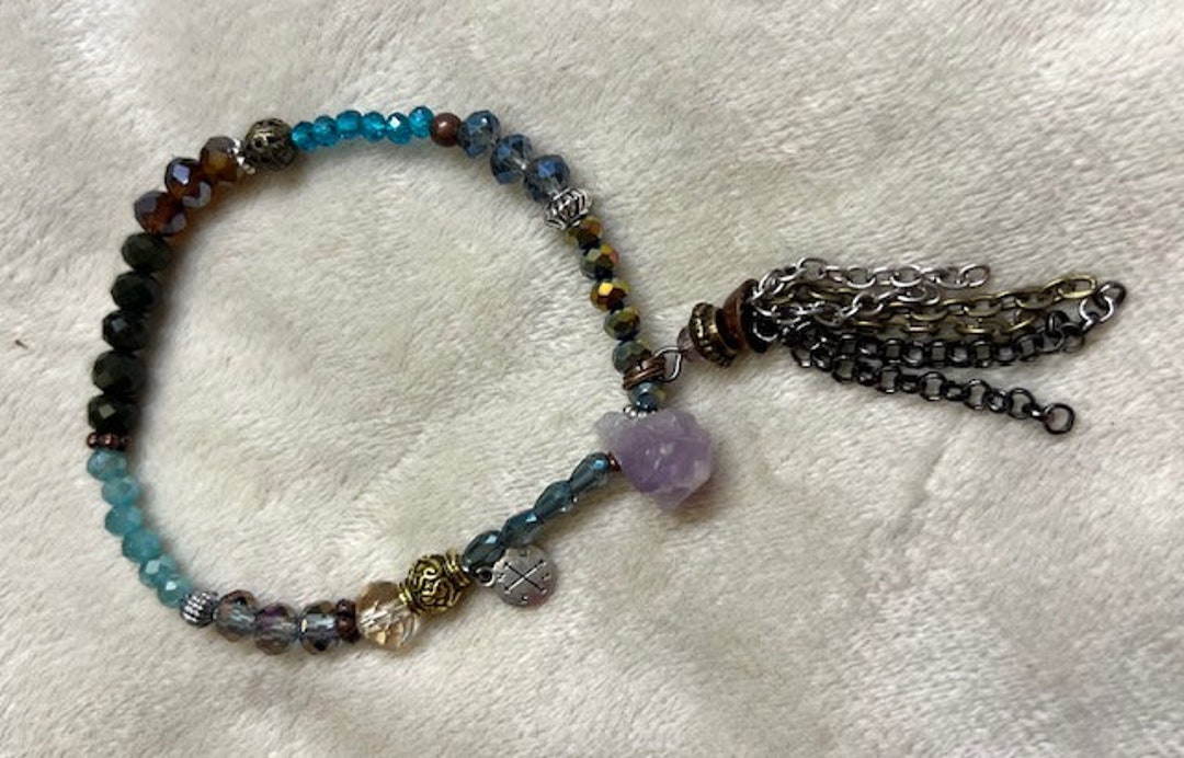 Diamond On Multi Color Bead Bracelet