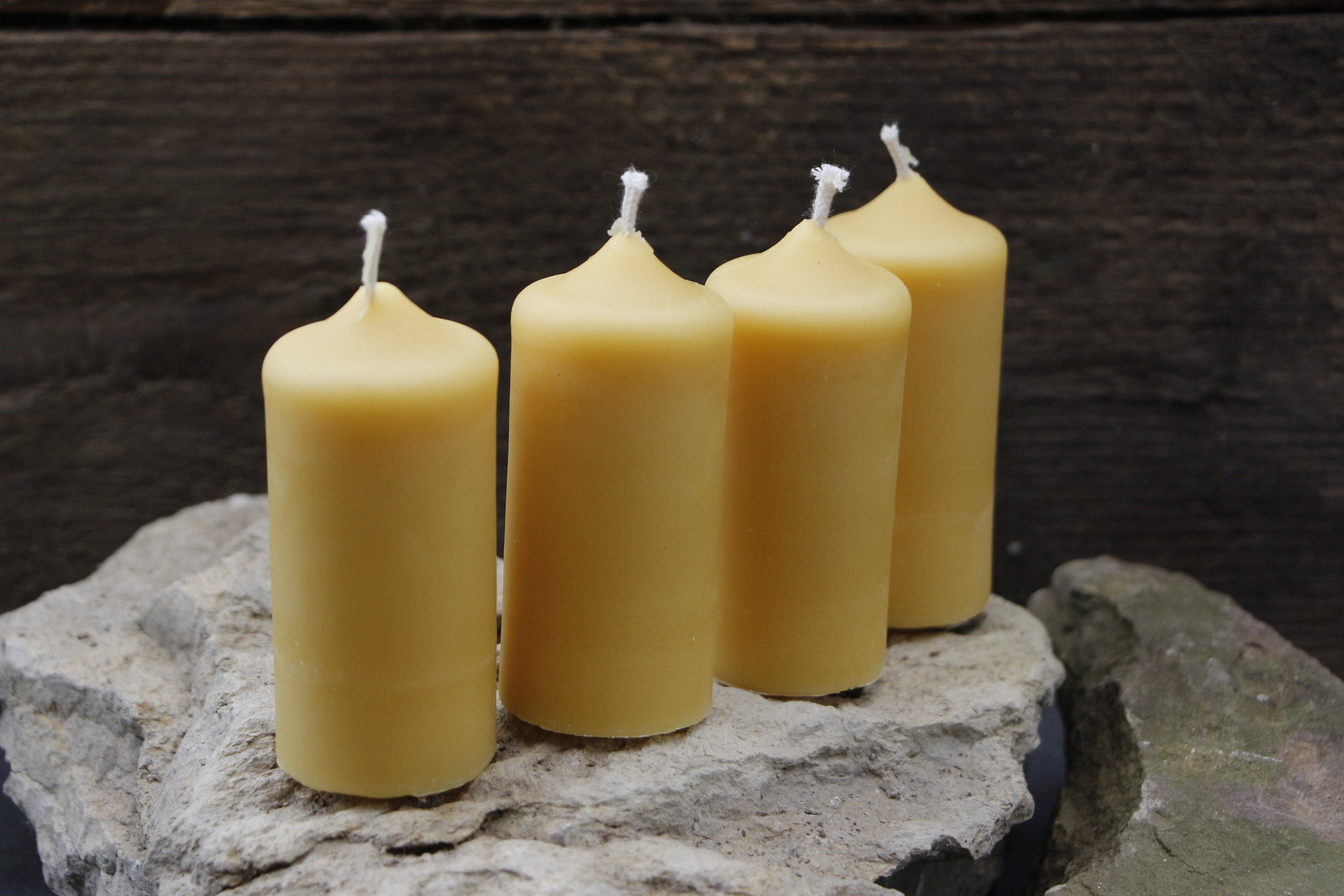 4 Handcraftet Beeswax Pillar Candels, Handmade Candle