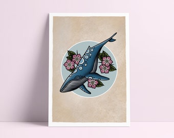 Whale Print A4