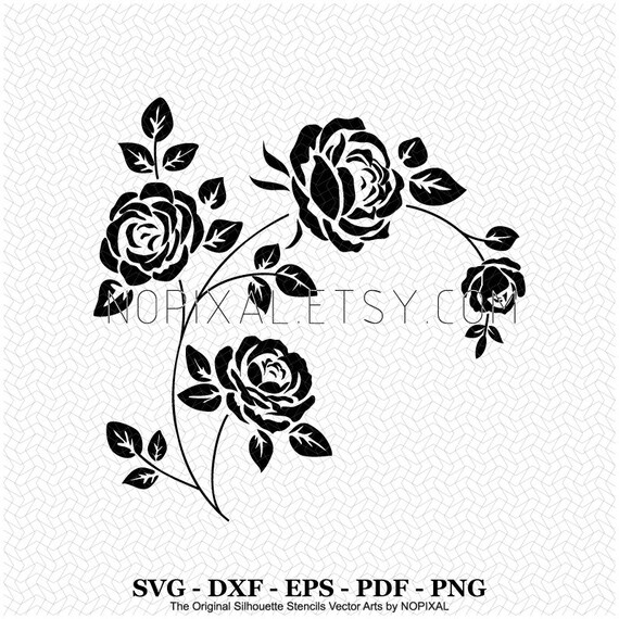 SVG Vintage Artistic Rose Silhouette Stencils Vector Arts | Etsy