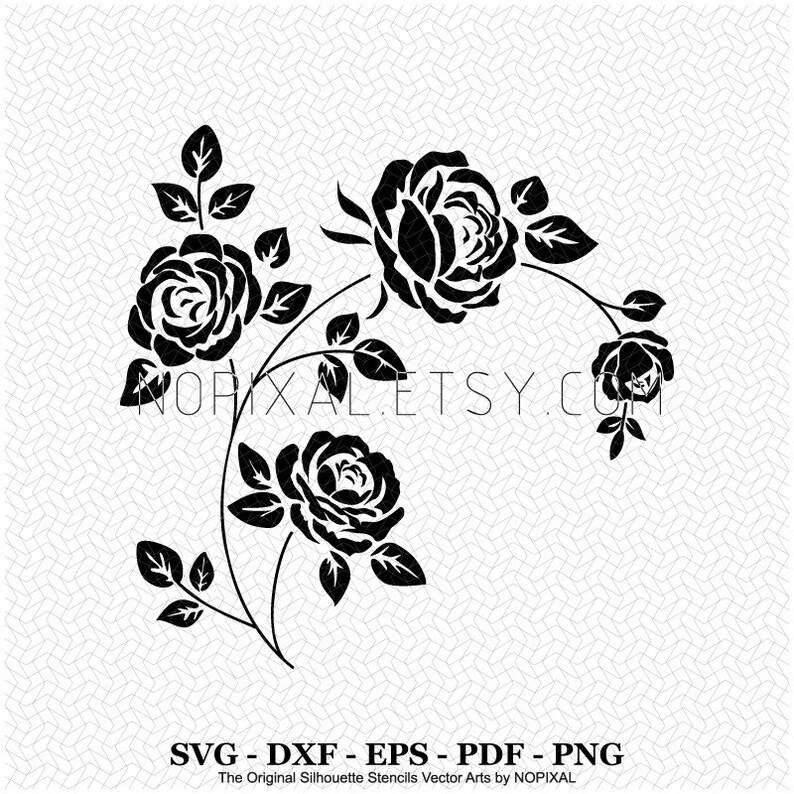 Download Svg Vintage Artistic Rose Silhouette Stencils Vector Arts Etsy PSD Mockup Templates