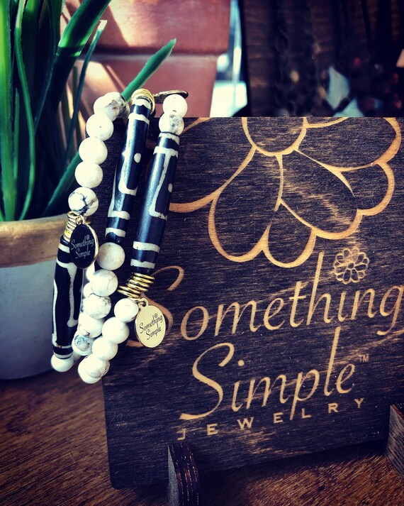 Bone stone Howlite stone Bracelet Stone Bracelet Stone