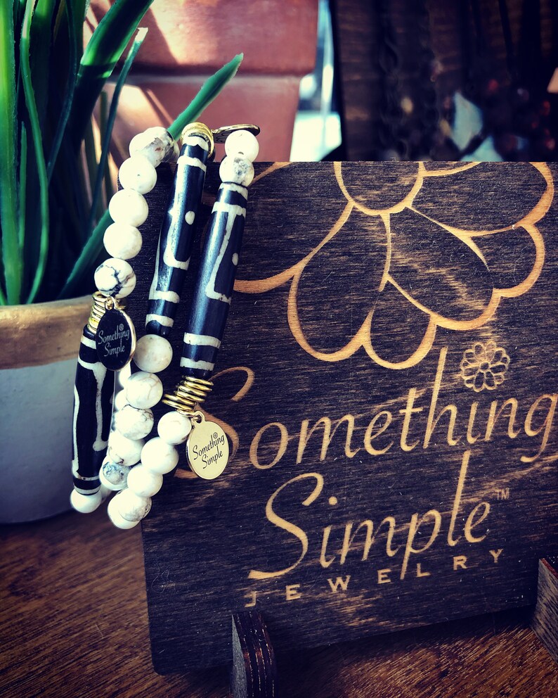 Bone stone Howlite stone Bracelet Stone Bracelet Stone