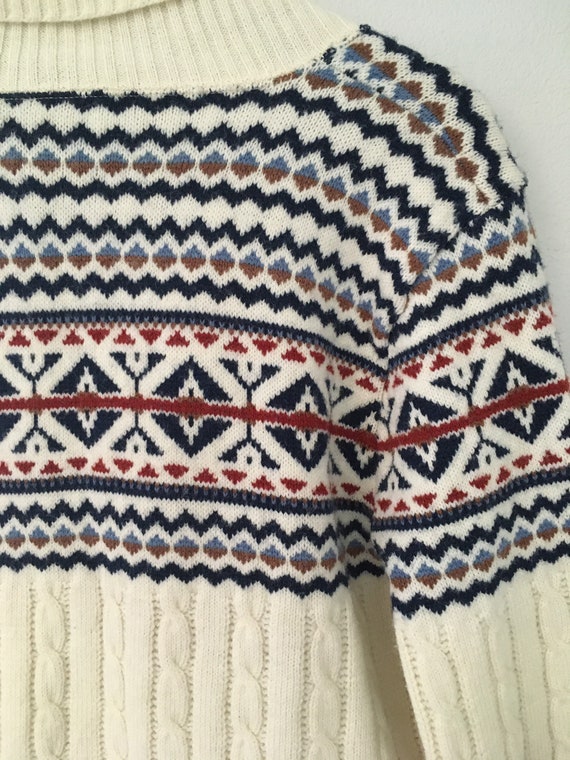 Vintage knit boho pattern cardigan sweater medium… - image 7