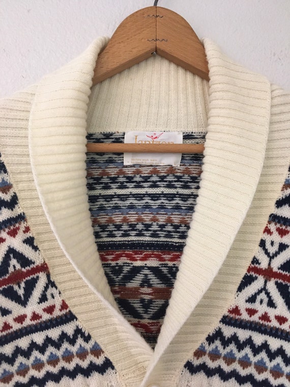 Vintage knit boho pattern cardigan sweater medium… - image 3