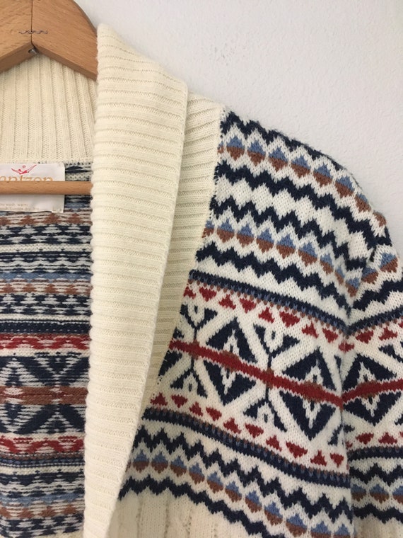 Vintage knit boho pattern cardigan sweater medium… - image 10