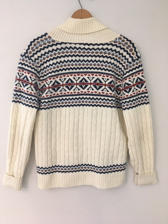 Vintage knit boho pattern cardigan sweater medium… - image 4