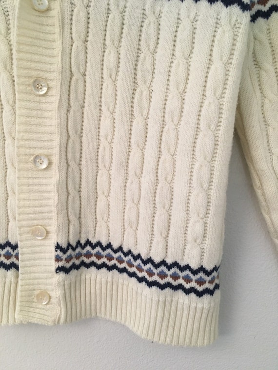 Vintage knit boho pattern cardigan sweater medium… - image 8